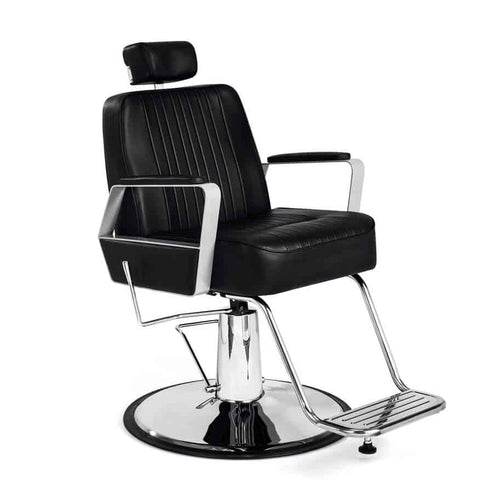 Silla de barbería clásica negra.