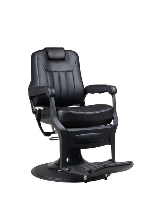 Silla de barbería clasica de cuero full black.